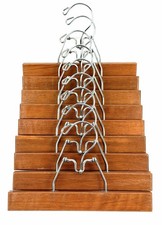 9" Vintage Wooden Clamp Hangers Dress Pants Skirts Lot Of 9