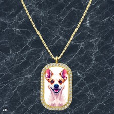 Stunning Cute Dog Puppy Pendant Necklace Printed Design Radiant Gold Tone Fine