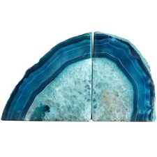 Amoystone Large Agate Geode Heavy Duty Stone Book Ends Decorative Bookend