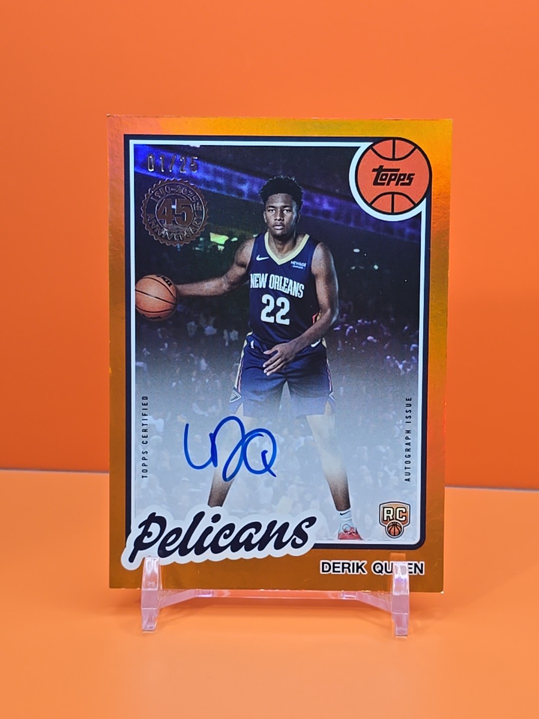 2025-26 TOPPS DERIK QUEEN #80B2R-DQ ORANGE RAINBOW 1/25 AUTOGRAPH 1980 THROWBACK