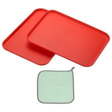 Piatti Rettangolari 12x8,7", Confezione da 2 Piatti in Plastica di Grano, Rosso