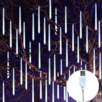 USB Meteor Shower Rain Lights 8 Tube LED Icicle Xmas Tree Decor 82''/210cm