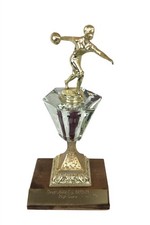Vintage Women's Bowling Trophy Trop-Anic Lg High Game Jewel Riser 10" 1971