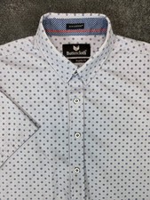 Buttercloth Icy Cotton Shirt Mens Large Blue Regular Fit Short Sleeve Button Up