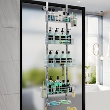 5 Tier Over the Door Shower Caddy, Hanging Shower Caddy with 28 Hooks and 2 T...