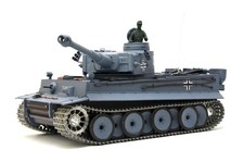 RC Panzer "German Tiger I" Heng Long 1:16 Grau, Rauch&Sound,Metallgetriebe (Stah