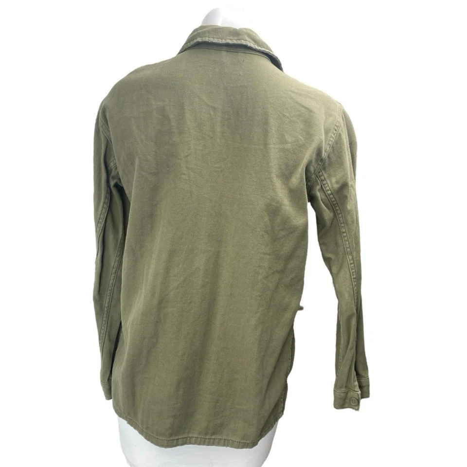 Chaqueta militar de carga Topshop para mujer verde caqui con botones manga larga talla 2 Foto 2 de 4