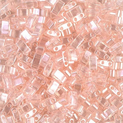 Half Tila Two Hole Shell Pink Luster Miyuki Japanese Glass Seed Beads-10Grams