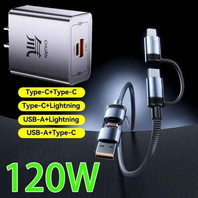 100W Super USB Type-C Cable Fast Charging Adapter For Samsung iPhone Android 