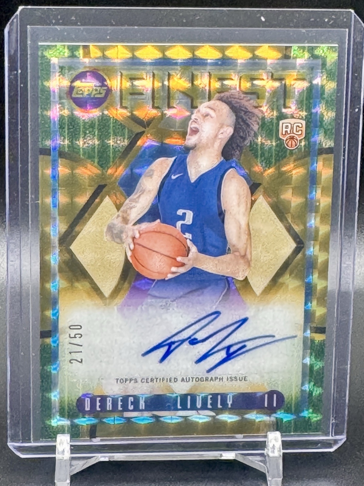 2023-24 Topps Finest Dereck Lively Rookie Auto GOLD GEOMETRIC SP /50