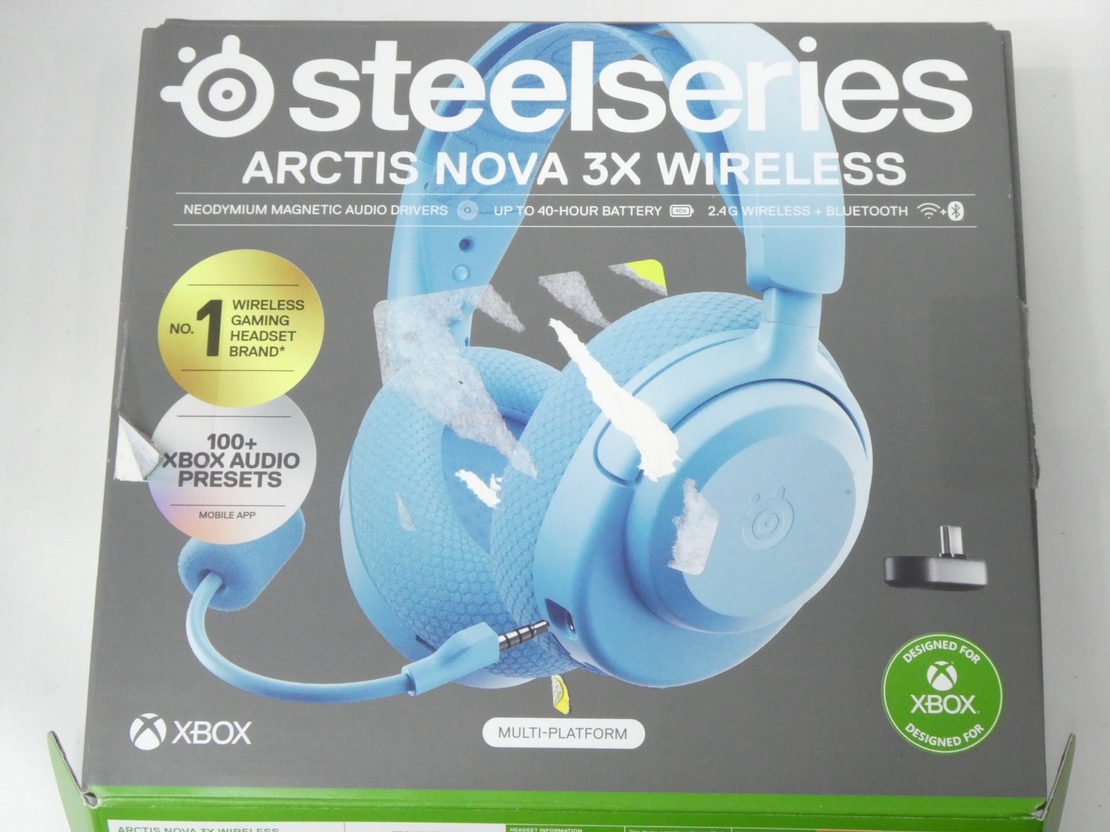 SteelSeries Arctis Nova 3X Wireless Gaming Headset For Xbox PC Aqua BLUE