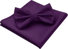 Bow Ties for Men Solid Color Pre-Tie Bow Tie and Pocket Square Set Classic Forma