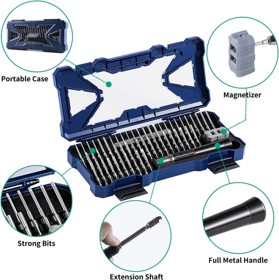 Ergonomic Precision Screwdriver Set with 55 Magnetic Bits for Electronics Repair - Image 4 of 4