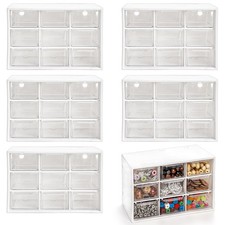 6 Pack Mini Drawer Organizer with 9 Drawers, Plastic Desktop Craft Storage Ca...