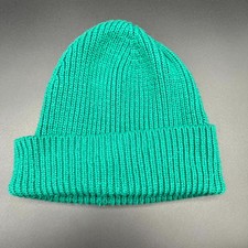 Old Navy Hat Mens One Size Green Polyester Beanie Cap Cuffed Knitted Winter Luck