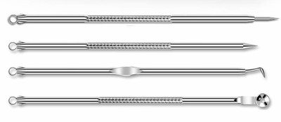 20x EWANTO Mitesserentferner, 4er Set aus Edelstahl Silber Blackhead Remover