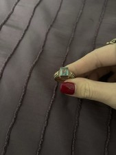 Silver Ring with Blue Stone Between Size 8-9 925 Sterling Silver