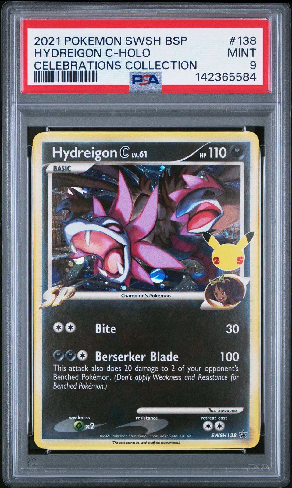 2021 POKEMON SWSH BLACK STAR PROMO #138 HYDREIGON C-HOLO PSA 9