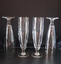 Set of 4 Arcoroc France Clear Crystal Footed Pilsner Glasses 15 oz.