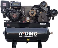 13HP Gas Powered Air Compressor, 3-Cylinder, 30 Gallon Horizontal Tank, Piston