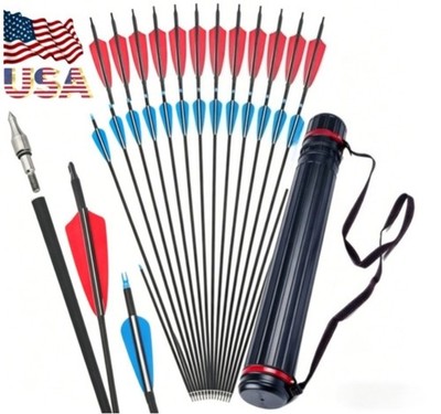 Target Train 12pcs Arrows Shaft Arrow Quiver Archery Practice Shooting Hunting 