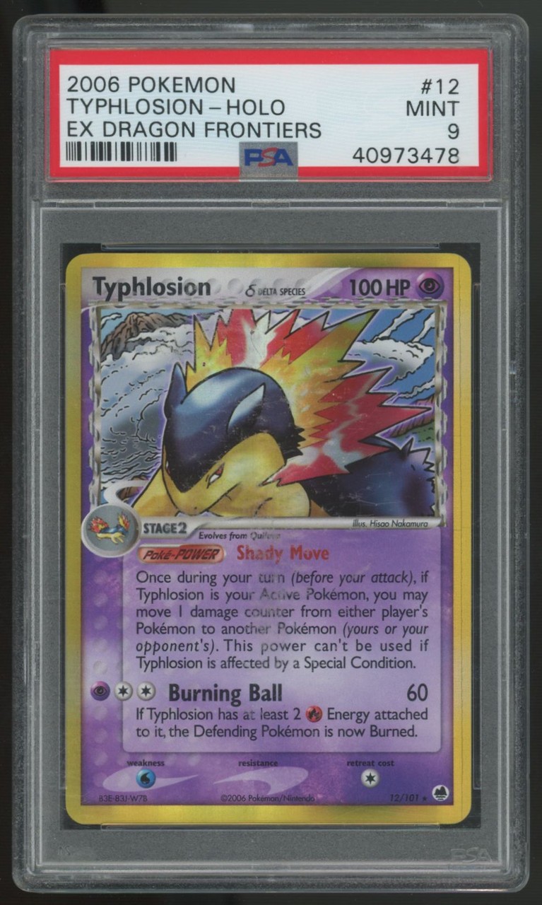2006 Pokemon Typhlosion EX Dragon Frontiers Holo #12 PSA 9