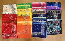 Lot Of 65 Vintage Multi Colored Bandanas