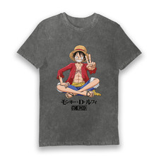 Image of Bioworld One Piece Luffy Grey T-Shirt