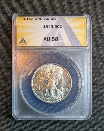 1943 50C Walking Liberty Half Dollar - AU 58