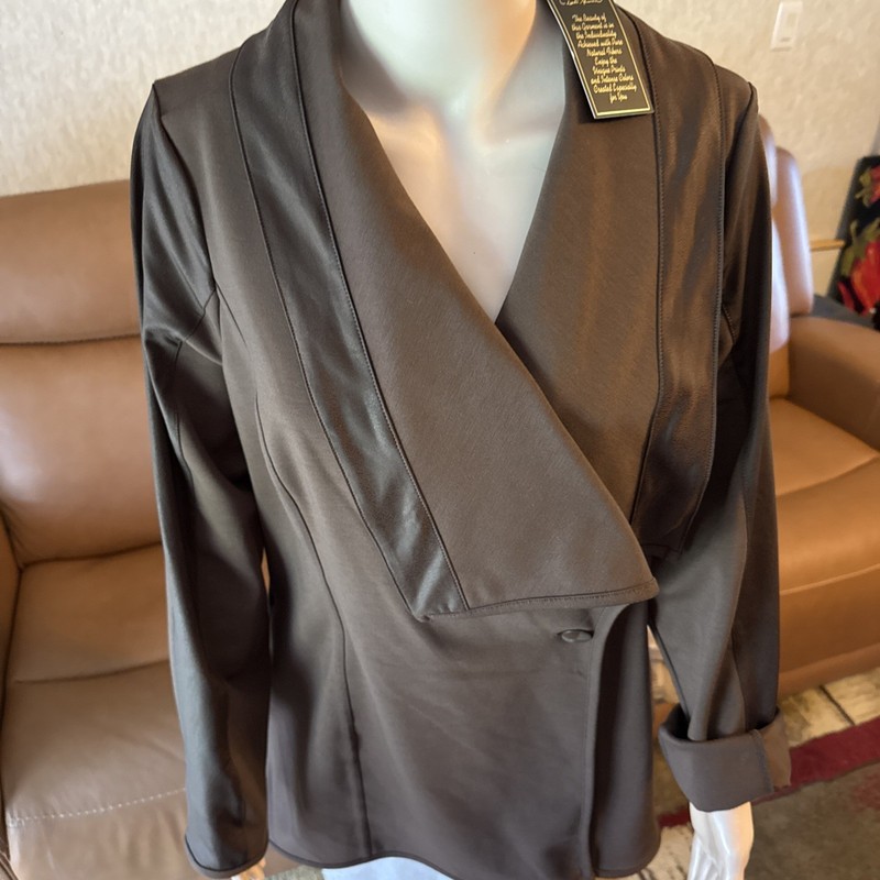 DG2 Diane Gilman Jacket Women's Size XL Brown Coated Ponte Knit NWT (B)