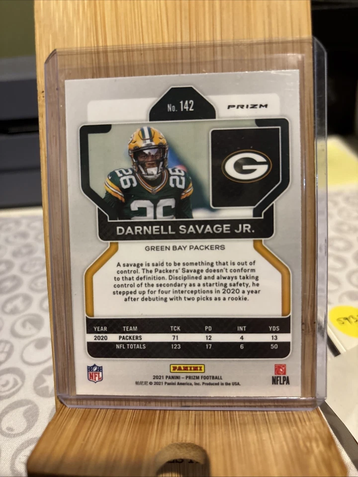 2021 Prizm Red White Blue Darnell Savage Jr Football Card 142 Packers - Image 2 of 2