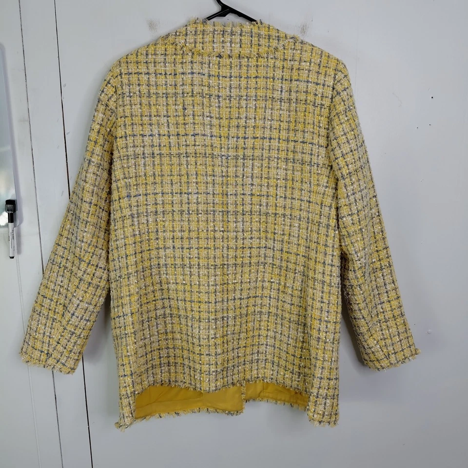 Blazer Ann Taylor Mujer 14 Flecos Tweed Carrera Oficina Corporativa Amarillo Azul Foto 3 de 4