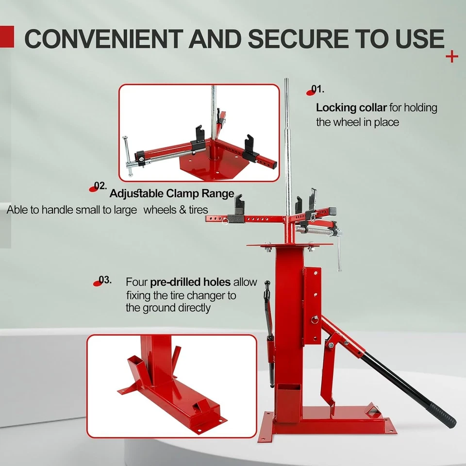 Multifunctional Manual Tire Changer, Portable Hand Bead Breaker suitable for Mot Foto 3 de 4