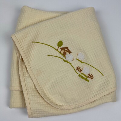 ABSORBA Light Yellow Baby Blanket Lovey Sheep Quilted Reversible 30x28