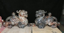 Old Dynasty Xiu Jade  PiXiu Phylactery Guardian Beast Brave Yuanbao Statue Pair