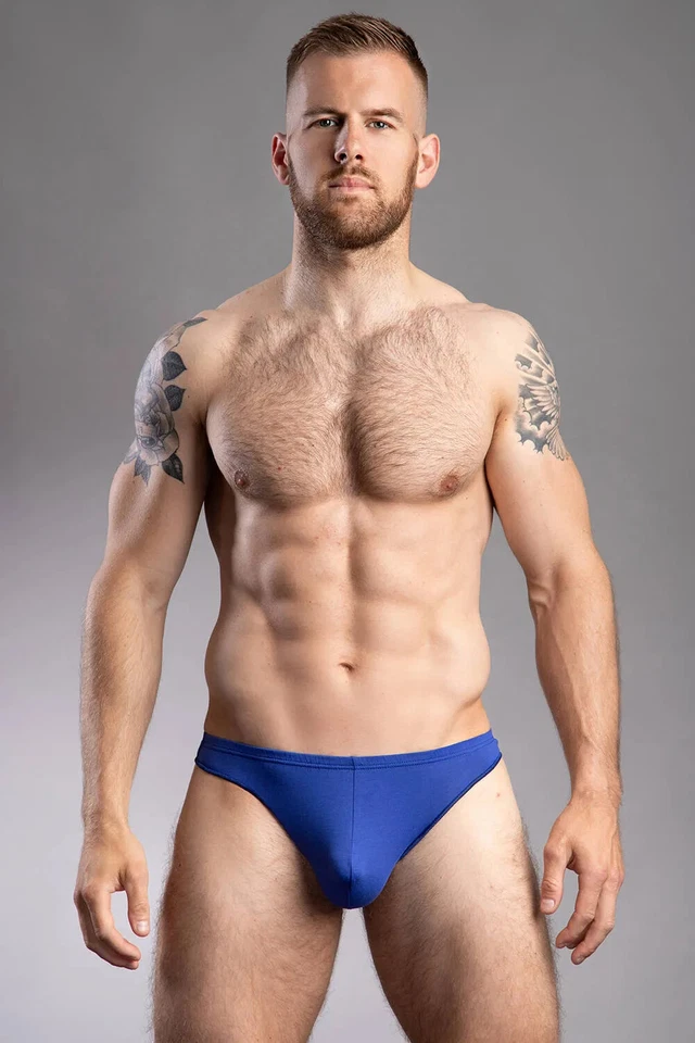 Hom Hombre Azul Algodón Elástico Freddy Tanga Ropa Interior Talla S M L XL Foto 2 de 4