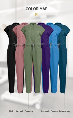 NiaaHinn Scrubs Short Sleeve Coverall Jumpsuit Women Customizated Colors XS-4XL - Picture 2 of 15