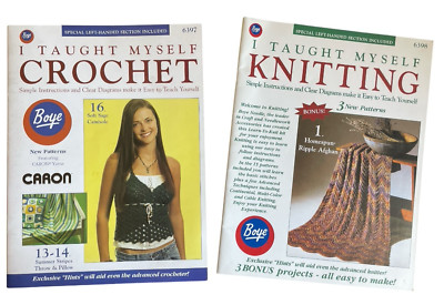 Lot of 2 Boye Books Taught Myself Crochet 6397 I Taught Myself Knitting 6398