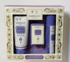 YARDLEY London ENGLISH LAVENDER 3 pcs Set - Body Spray , Soap, Luxurious Bath Sh