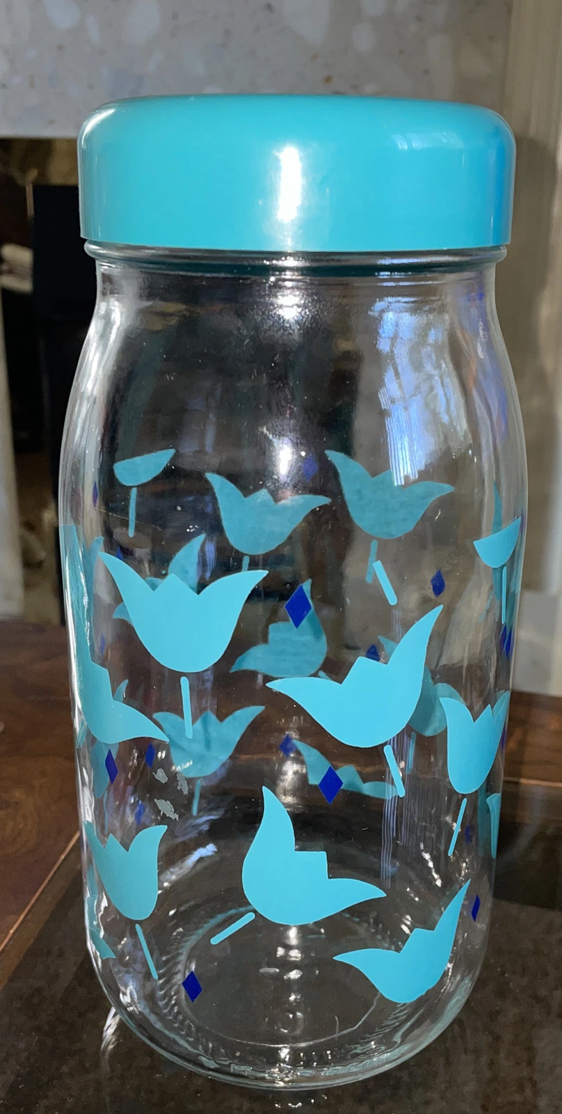 La Parfait ~ Vintage / Retro Glass Storage Jar ~ Tulip Decoration ~ France 2L