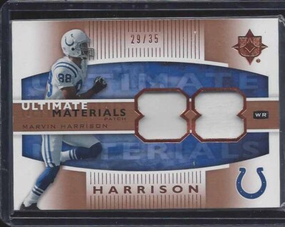 MARVIN HARRISON 2007 ULTIMATE COLLECTION MATERIALS BRONZE DUAL PATCH #D 29/35