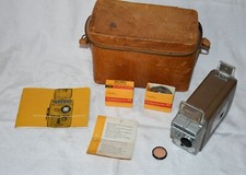 Vintage 1960s 8 mm Kodak Brownie Automatic Movie Camera with Film and Case f:2.3