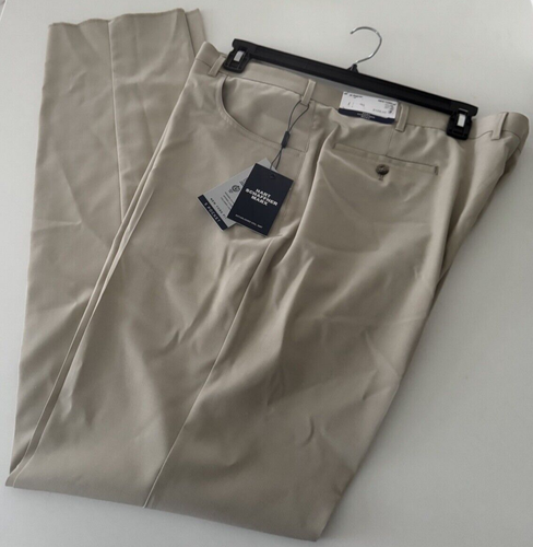 Hart Schaffner Marx dress pants New York Fit Solid beige wool blend Unhemmed 46R