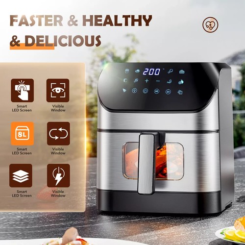 8L HeiBluftfritteuse XXL Backofen Dörrautomat GrillHeissluftfritteuse Air Fryer - Bild 2 von 13