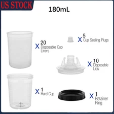 1 Cup Disposable Car Paint Spray Gun Cup Liners & Lid System, 20 Inners 180ml US