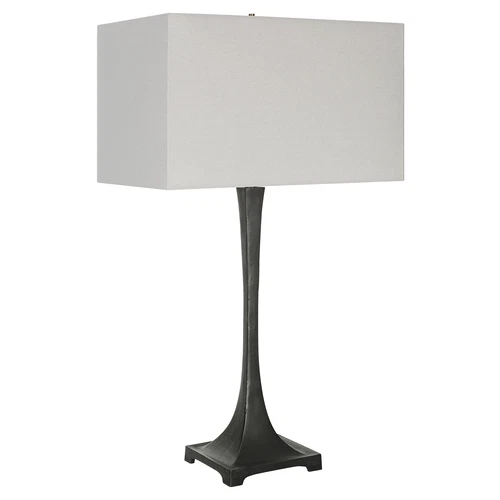 Tapered Rustic Black Iron Column Table Lamp 30 in Minimalist Traditional Lodge - Picture 5 of 8