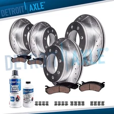 10pc 14.29" Front Rear Drilled Rotors Brake Pads for Ford F-250 F-350 Super Duty