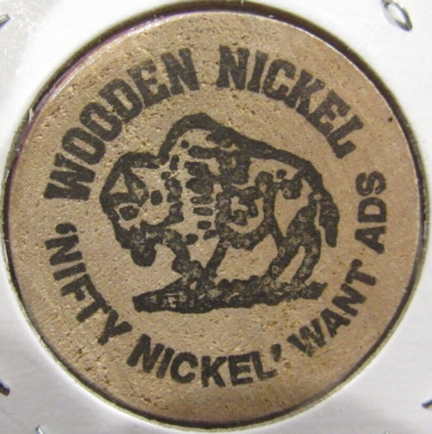 Vintage Southern Utah Nifty Nickel Want Ads Wooden Nickel Token - UT