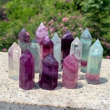 1LB Natural Fluorite Quartz Obelisk Crystal Wand Point Healing 40-75mm