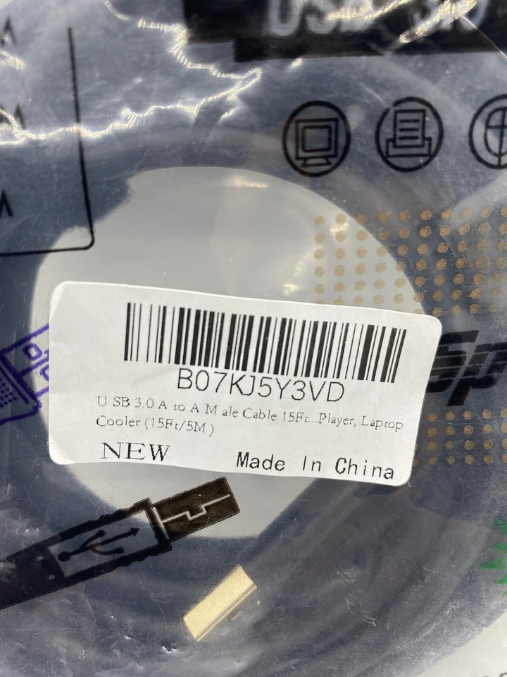 15Ft (15 Feet) USB 3.0 SuperSpeed Male A to Male A (M/M) Cable UL Certified - Image 2 of 2